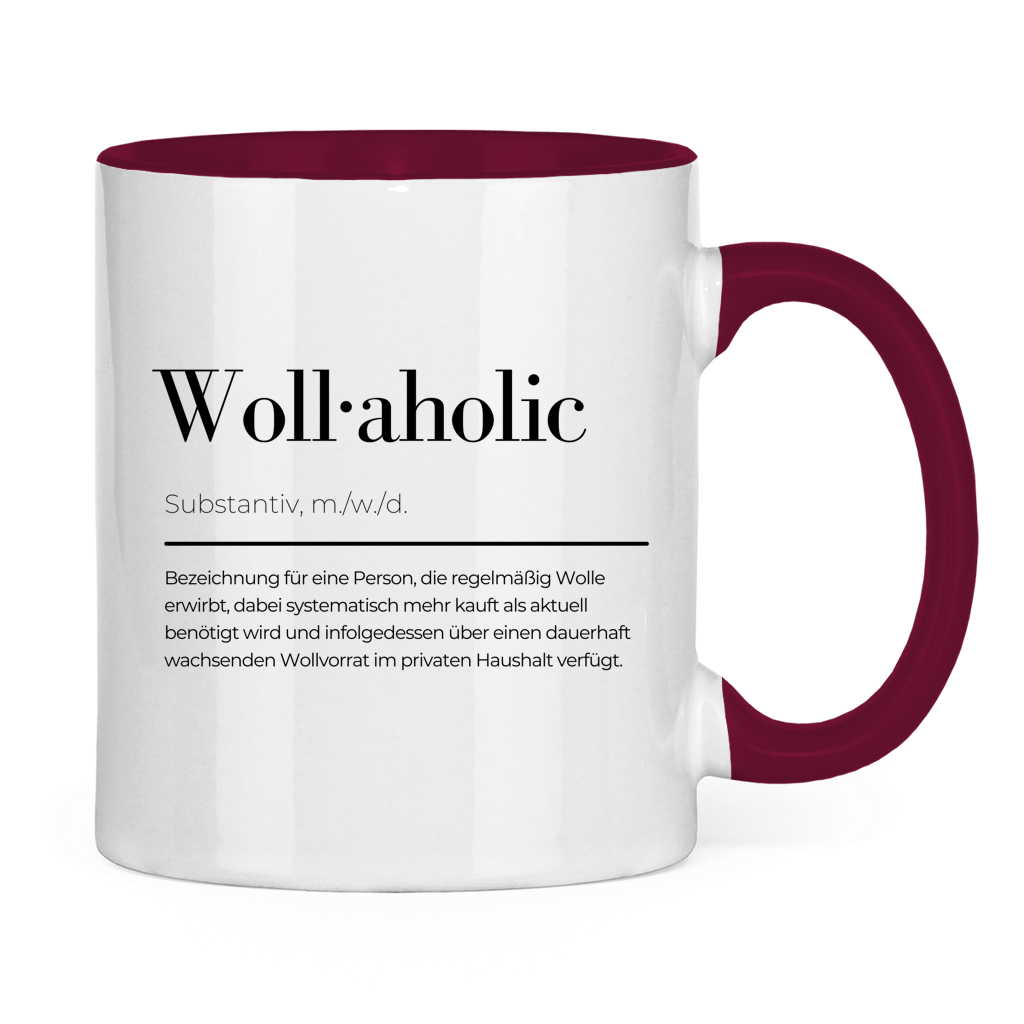 Tasse zweifarbig Woll-aholic