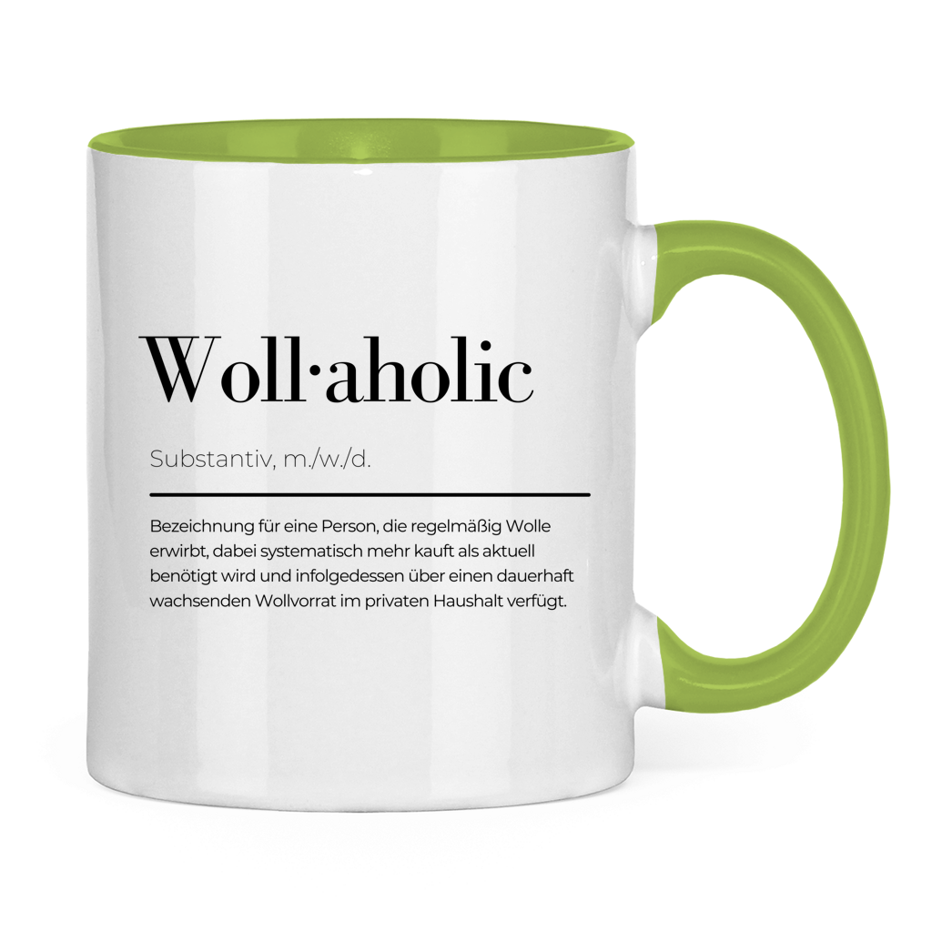 Tasse zweifarbig Woll-aholic