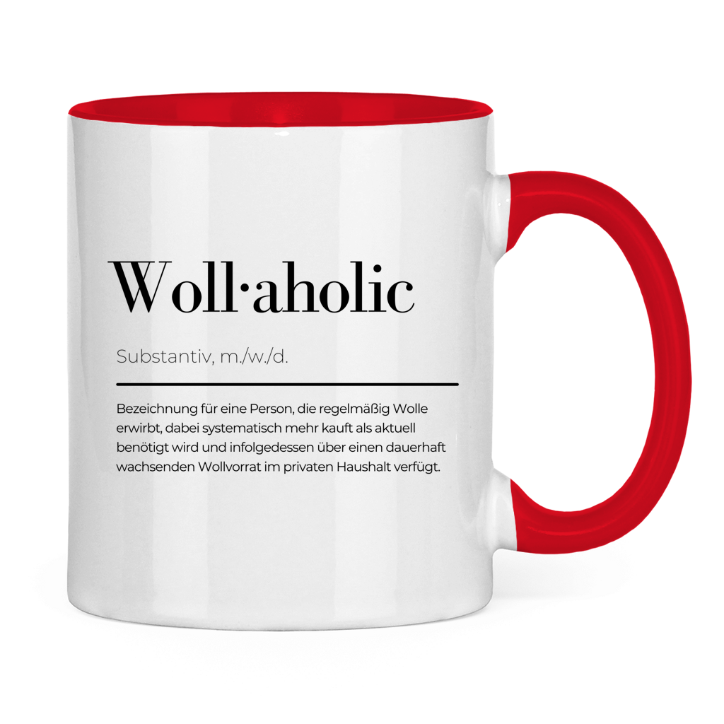 Tasse zweifarbig Woll-aholic